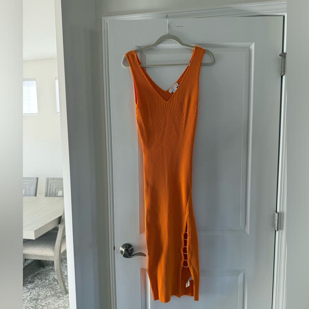 House of Harlow 1960 Vibrant Orange Midi Dress